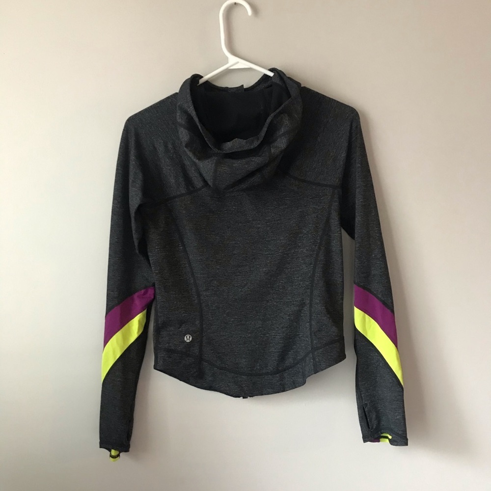Vintage Lululemon Half Moon Hooded Athletic Yoga Jacket Luon Coal Grey sz 6
